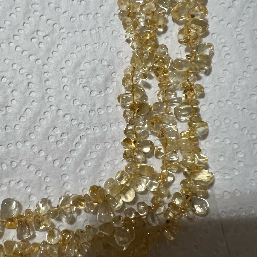 Elegant Triple Strand Naturalcitrine Necklace With Stirring Silver 925 Closure View 5